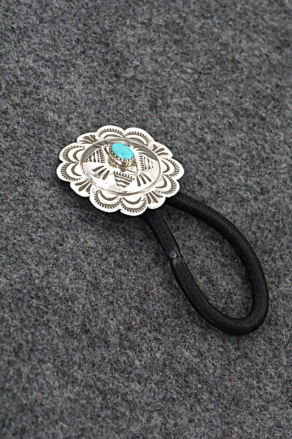 Turquoise & Sterling Silver Hair Tie - Bertha Begay