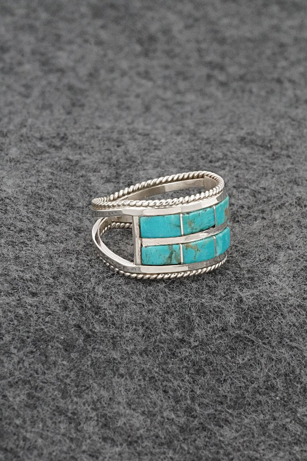Turquoise & Sterling Silver Ring - Bruce Johnson - Size 8