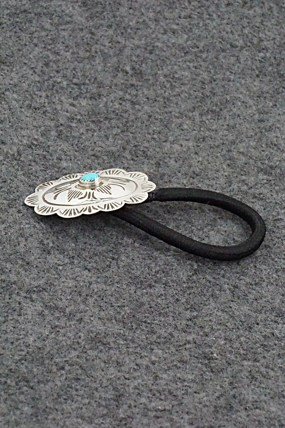 Turquoise & Sterling Silver Hair Tie - Bertha Begay