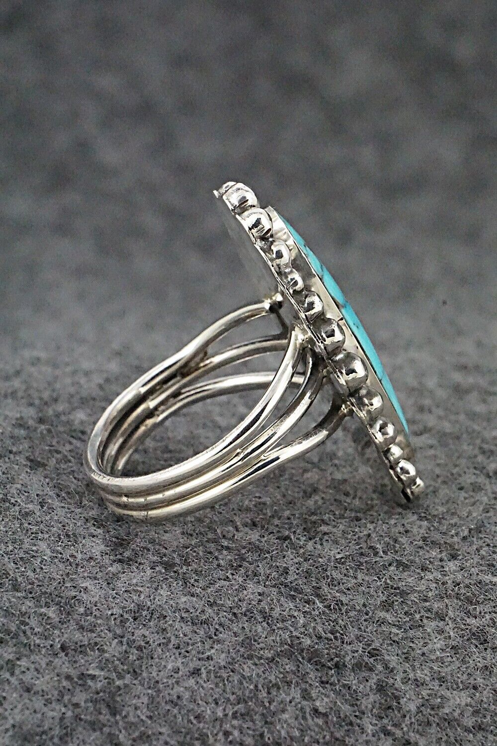 Turquoise & Sterling Silver Ring - Clarence Long - Size 9.5