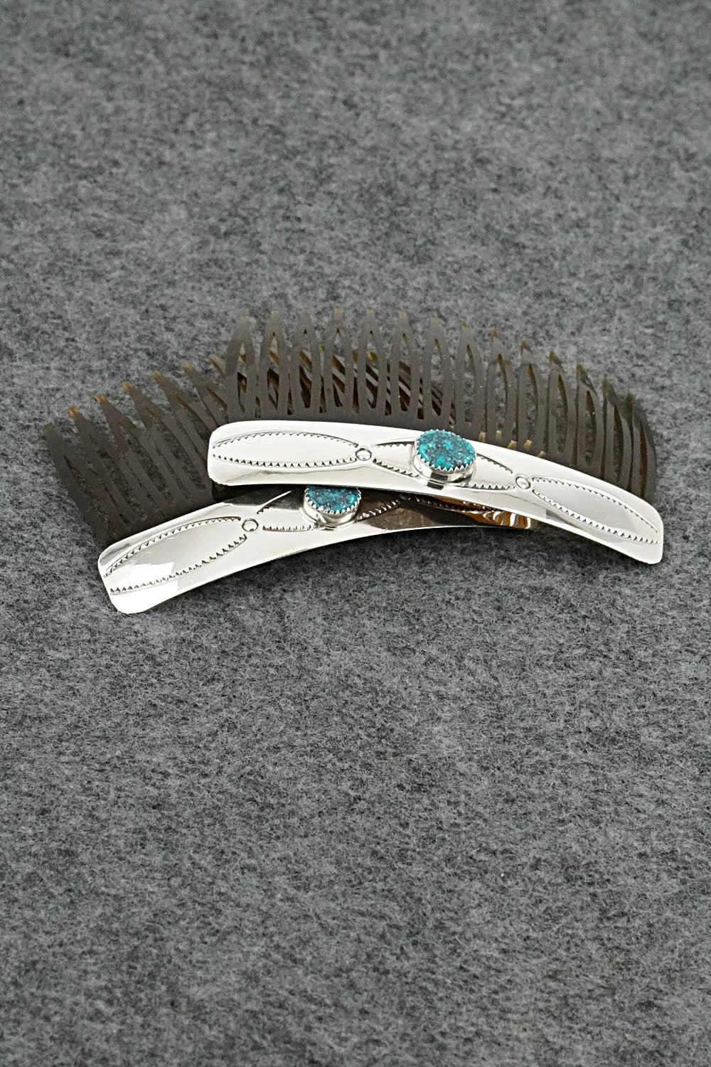 Turquoise & Sterling Silver Hair Combs - Joann Silver