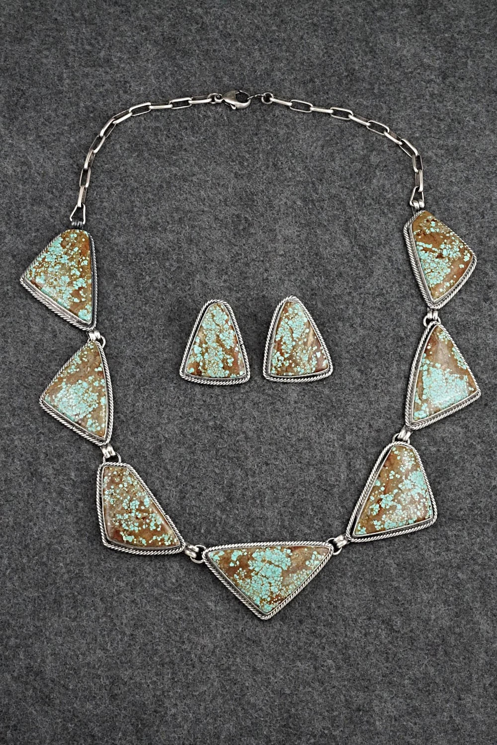 Turquoise & Sterling Silver Necklace and Earrings Set - Darrin Livingston