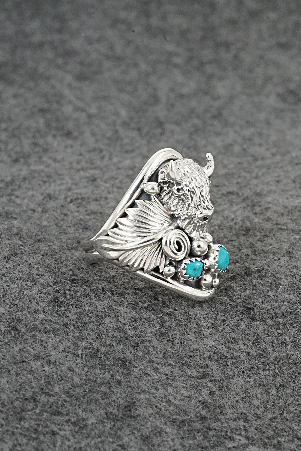 Turquoise & Sterling Silver Ring - Darrell Morgan - Size 10