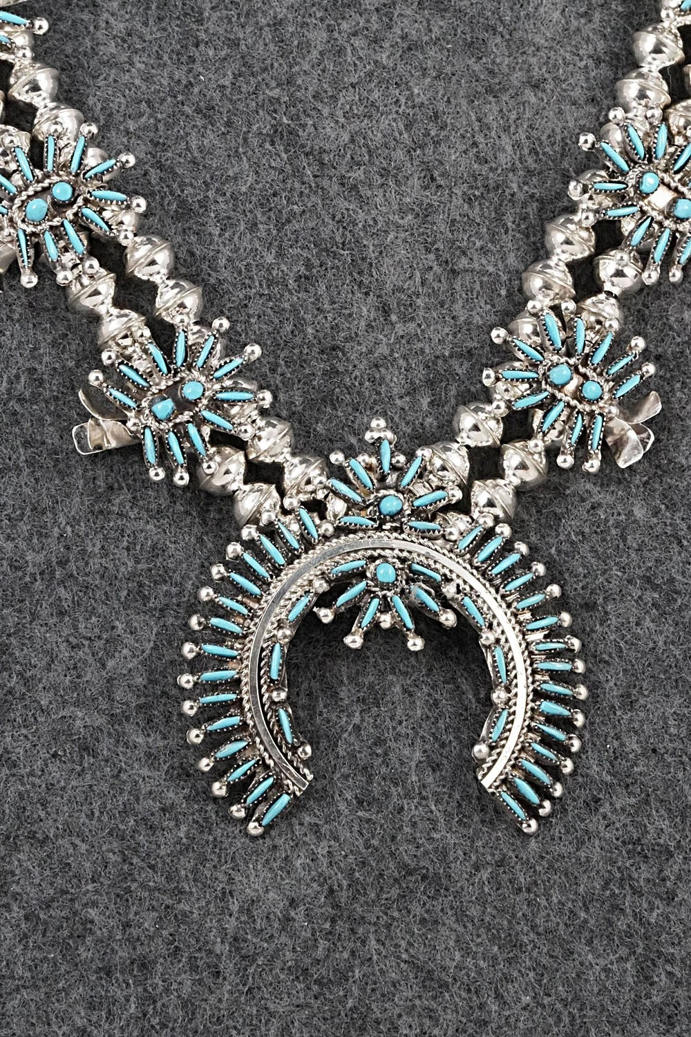 Turquoise & Sterling Silver Squash Blossom Set - Lorna Mahkee