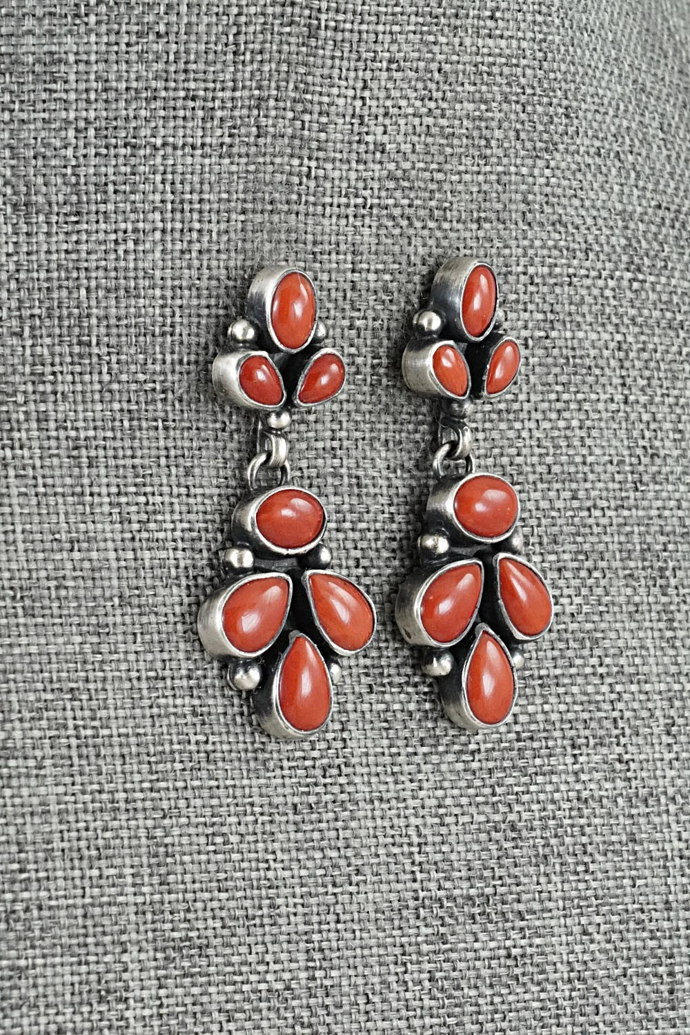 Coral & Sterling Silver Earrings - Angela Martin