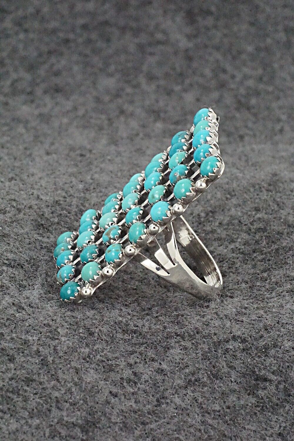 Turquoise & Sterling Silver Ring - Kenny Lonjose - Size 9.5