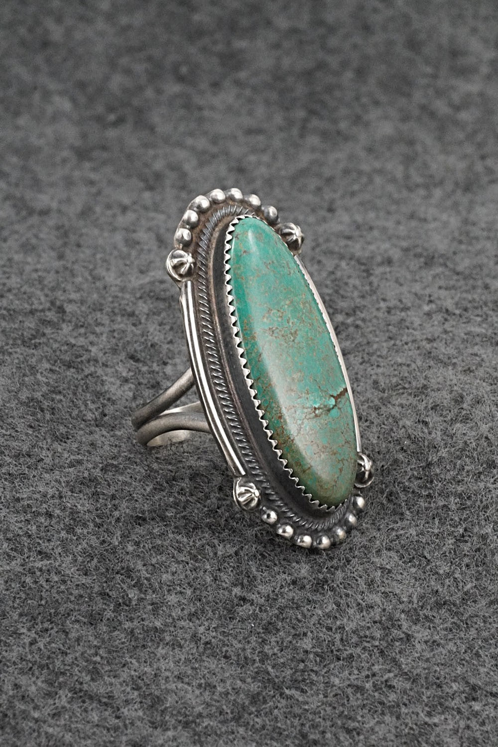 Turquoise & Sterling Silver Ring - Leslie Nez - Size 9.5