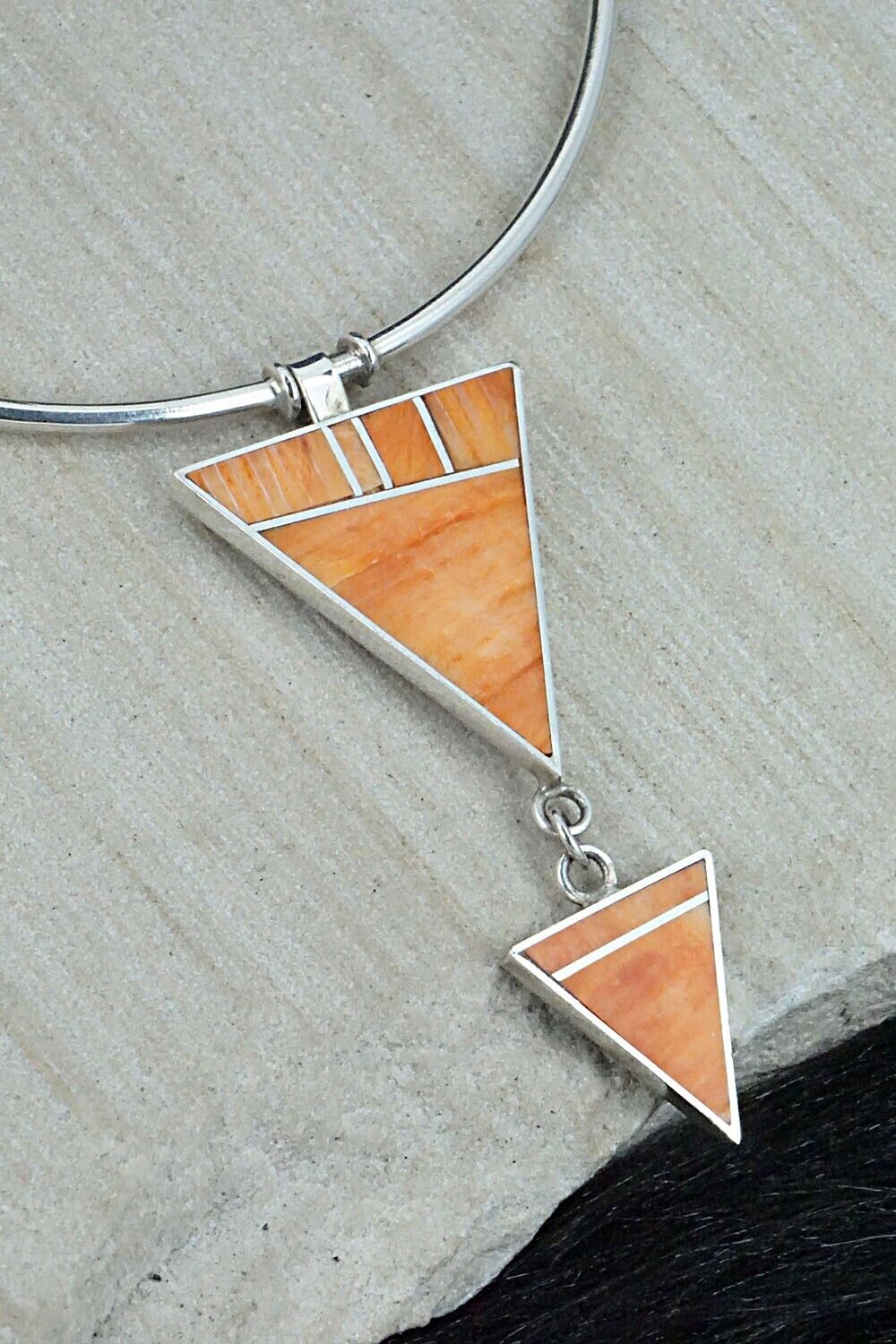 Spiny Oyster & Sterling Silver Necklace - Harold Smith