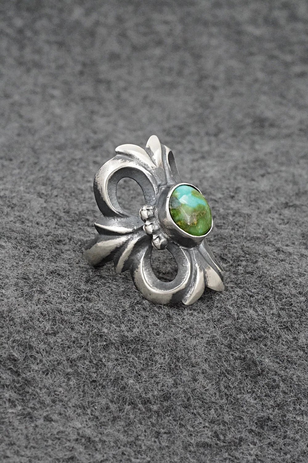 Turquoise & Sterling Silver Ring - Harrison Bitsue - Size 7