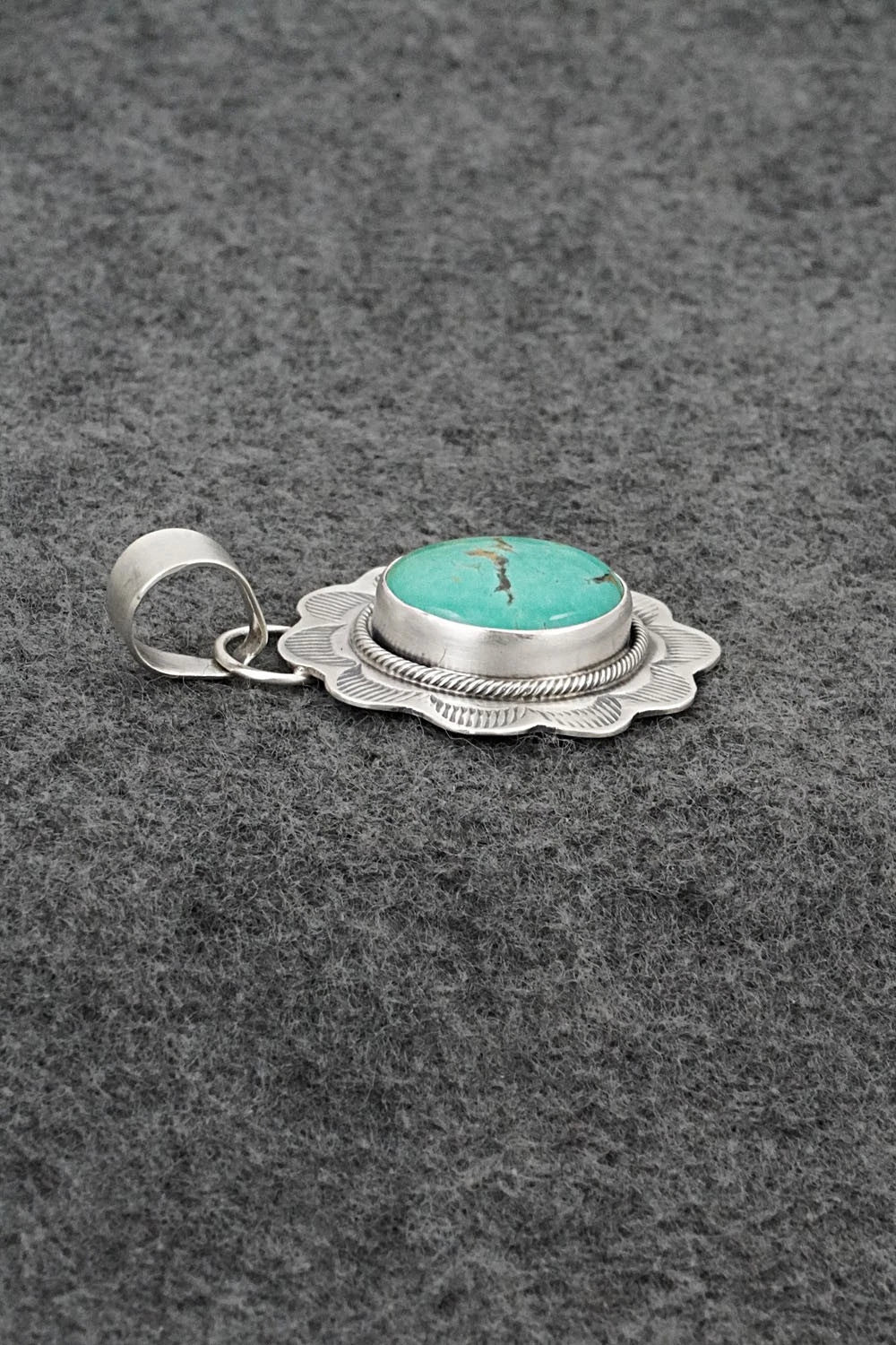 Turquoise & Sterling Silver Pendant - Cordell Platero