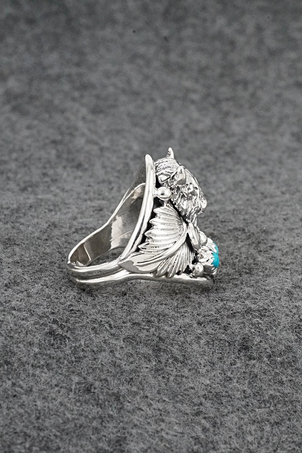 Turquoise & Sterling Silver Ring - Darrell Morgan - Size 11.5