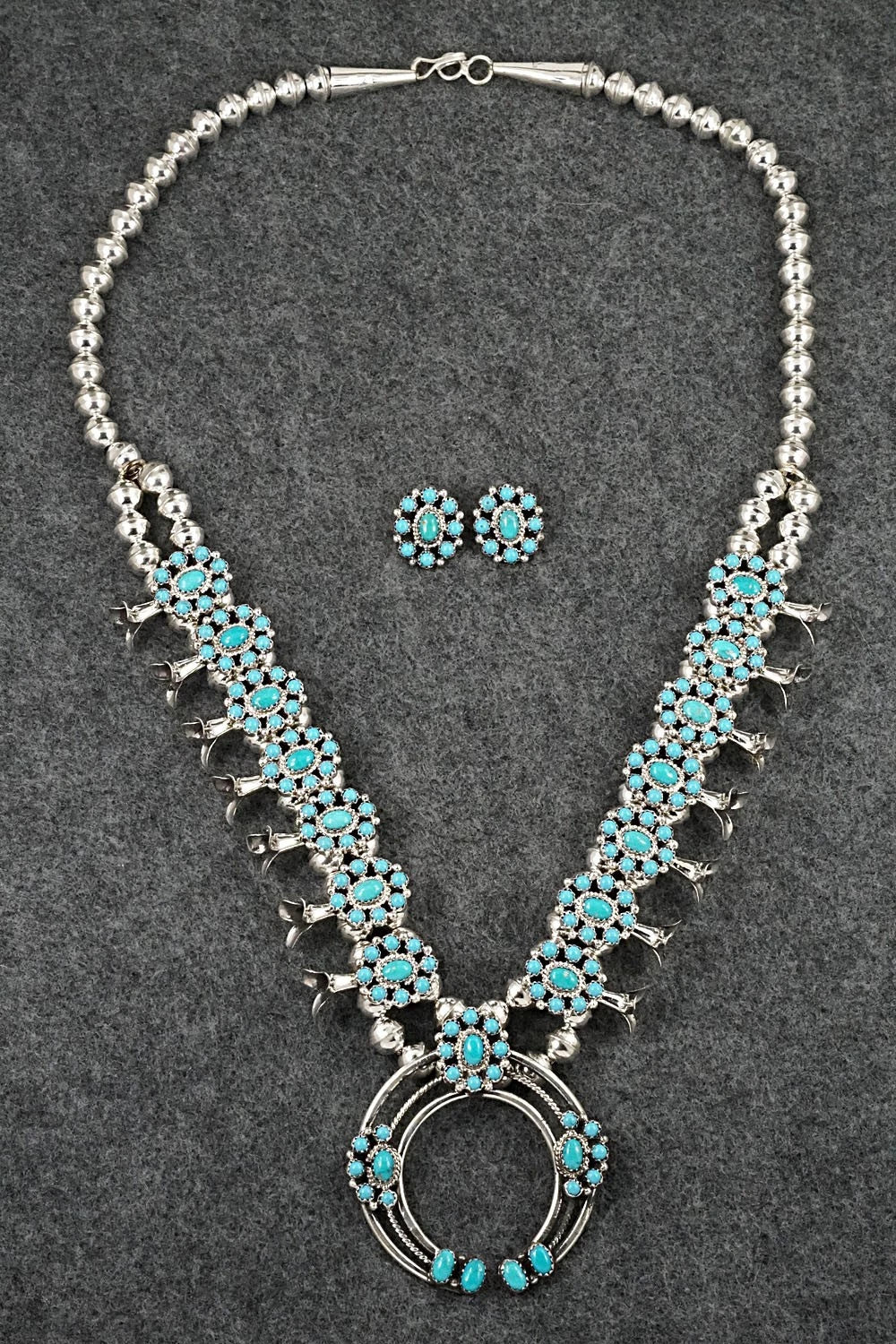 Turquoise & Sterling Silver Squash Blossom Set - Nathaniel Kurley