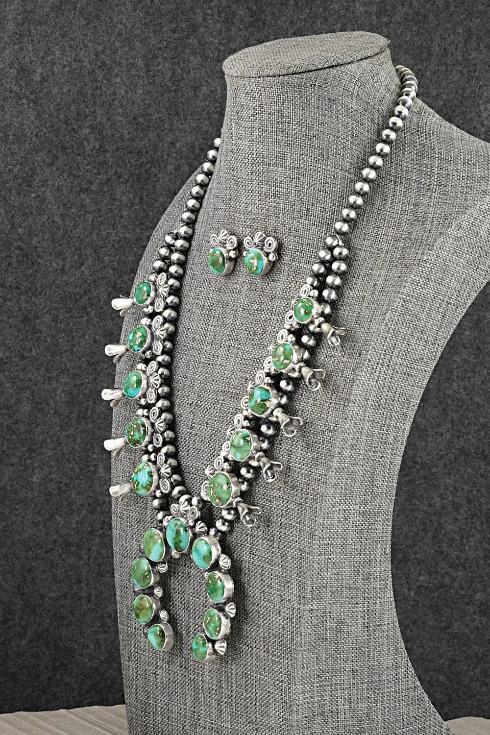 Turquoise & Sterling Silver Squash Blossom Set - Darrin Livingston