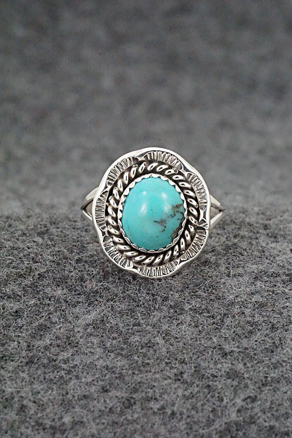 Turquoise & Sterling Silver Ring - Freda Martinez - Size 8.75