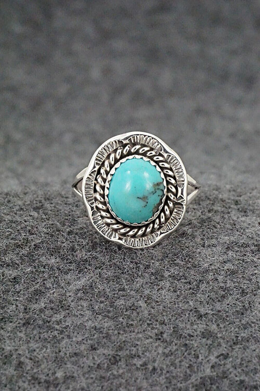 Turquoise & Sterling Silver Ring - Freda Martinez - Size 8.75