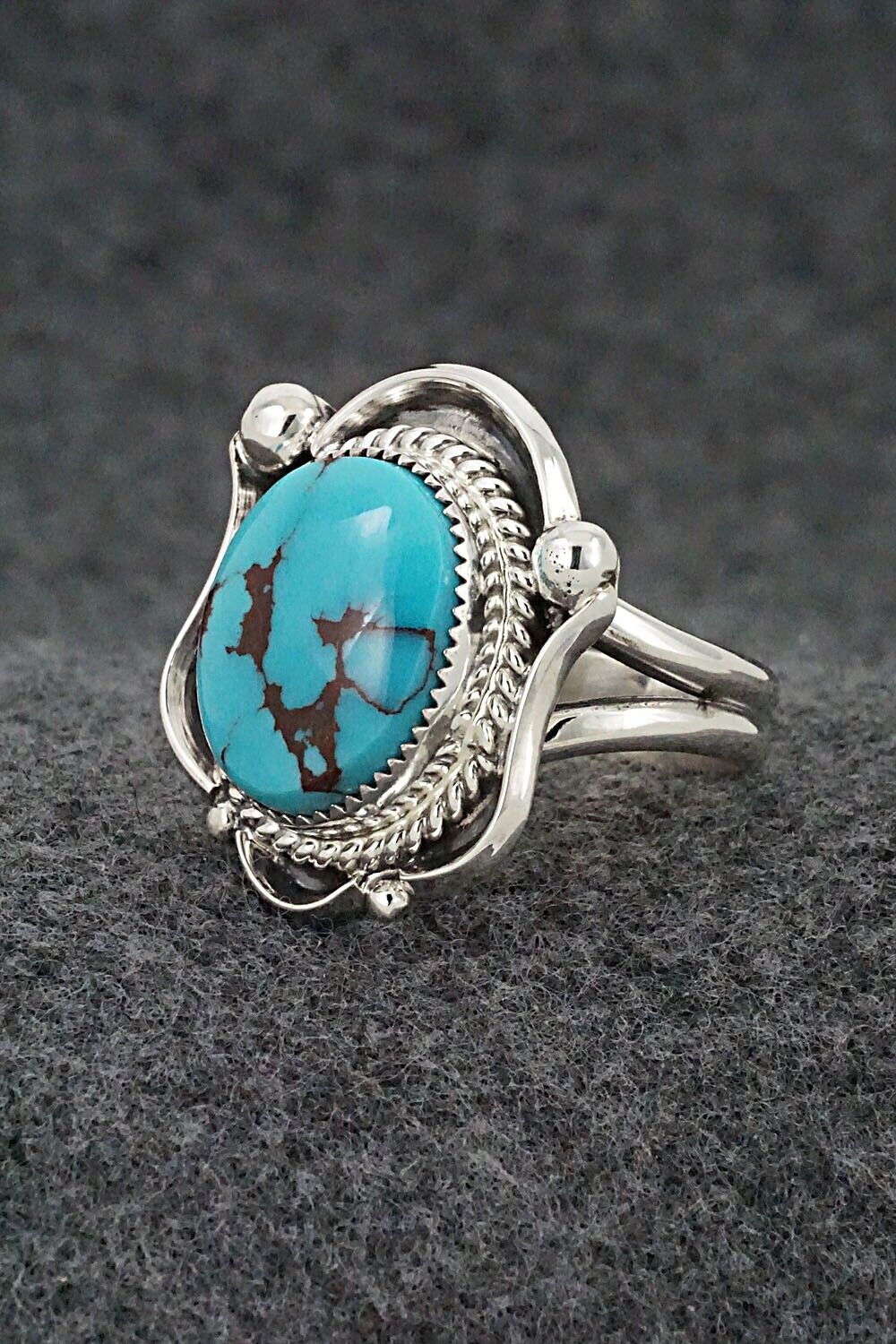 Turquoise & Sterling Silver Ring - Leslie Nez - Size 11