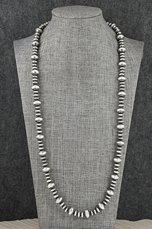 Sterling Silver Navajo Pearl Necklace 26" - Crystal Haley