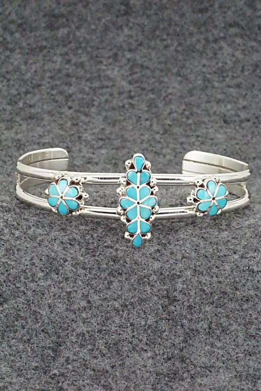 Turquoise & Sterling Silver Inlay Bracelet - Bernadette Hattie