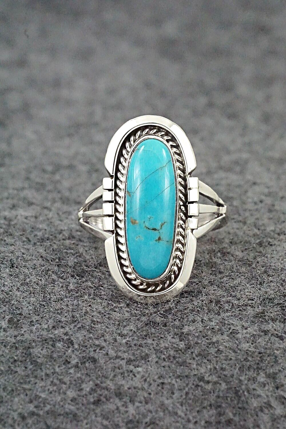 Turquoise & Sterling Silver Ring - Samuel Yellowhair - Size 8.75