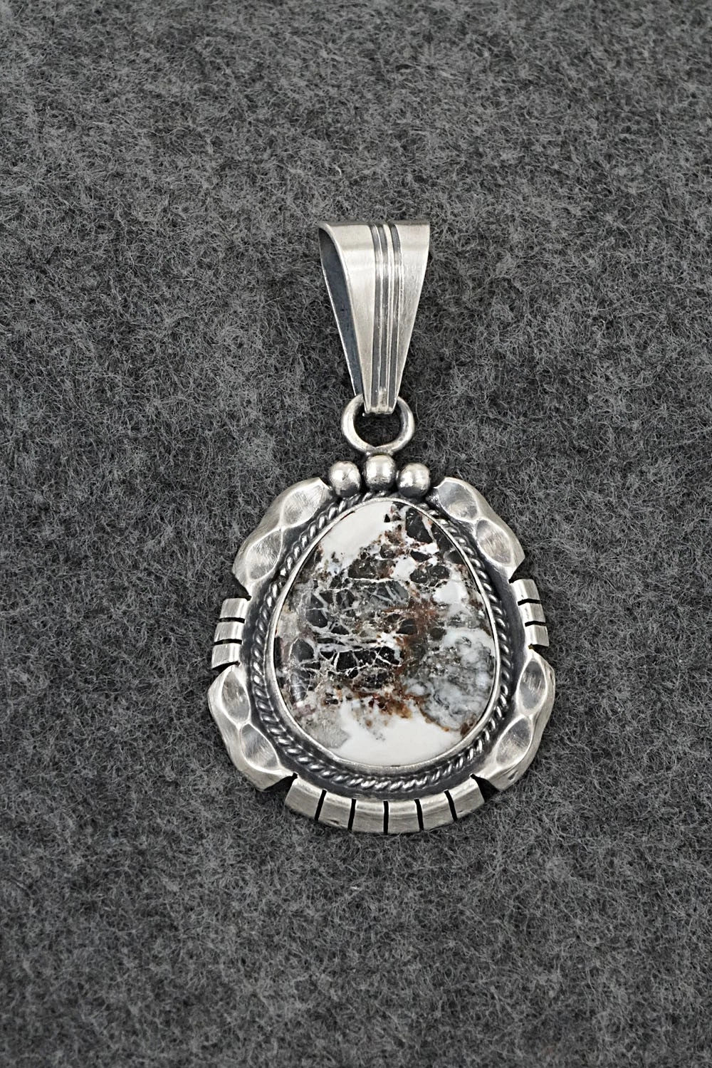 White Buffalo & Sterling Silver Pendant - Samuel Yellowhair