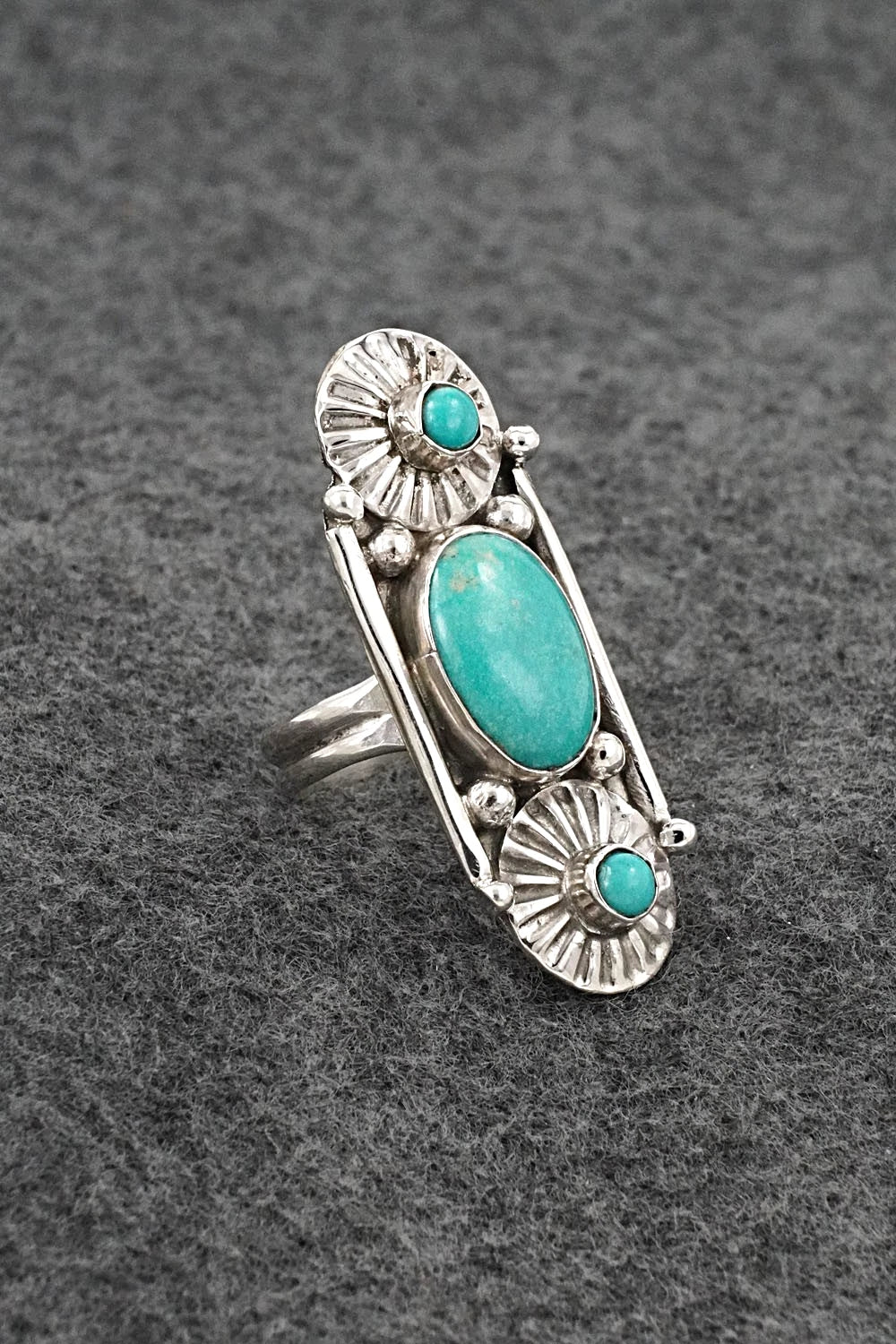 Turquoise & Sterling Silver Ring - Priscilla Reeder - Size 7.5