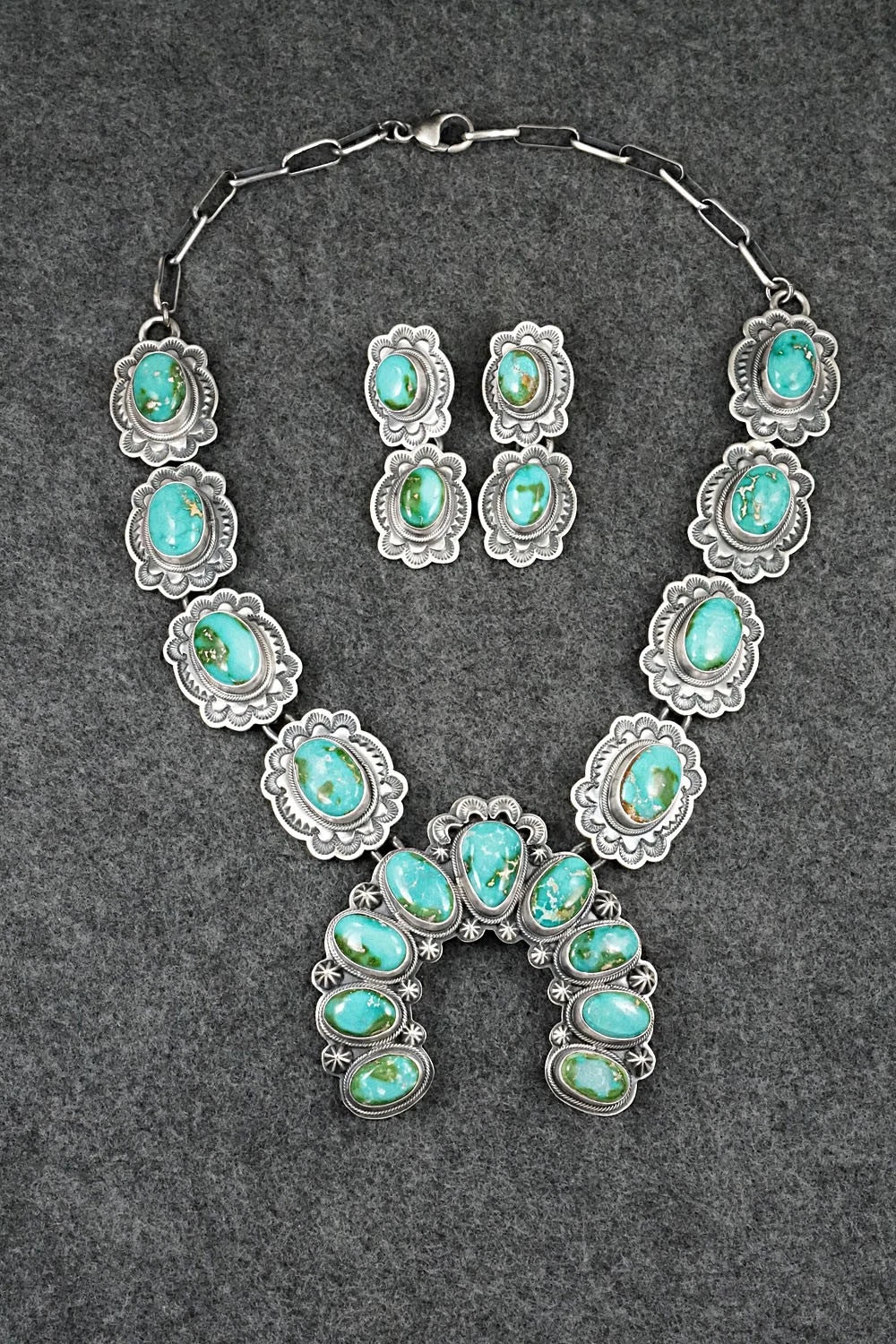 Turquoise & Sterling Silver Squash Blossom Set - Randy Boyd