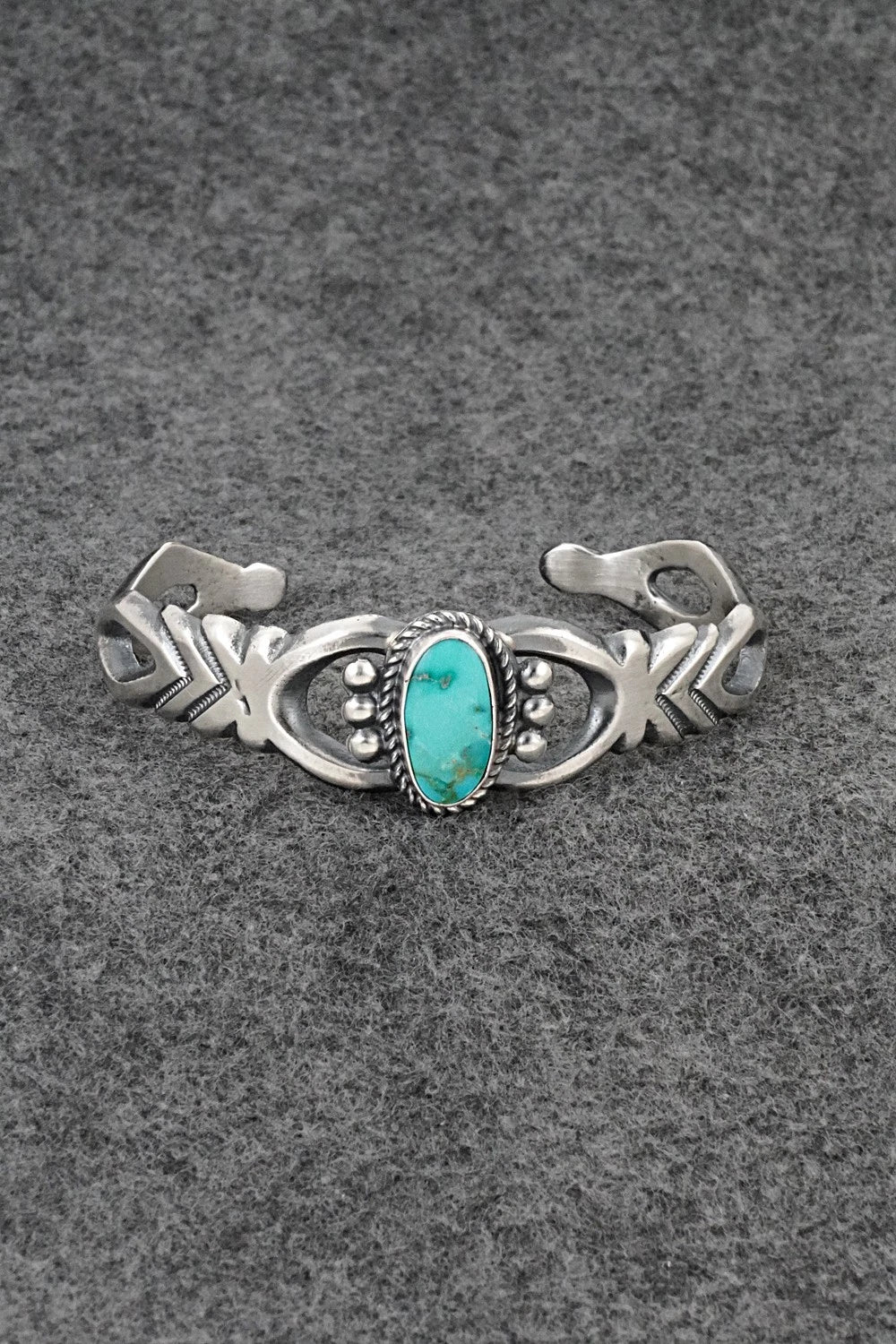 Turquoise & Sterling Silver Bracelet - Harrison Bitsue