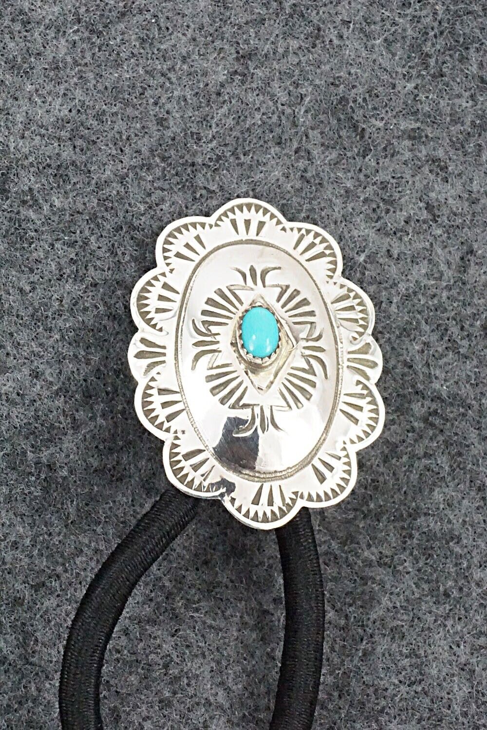 Turquoise & Sterling Silver Hair Tie - Bertha Begay