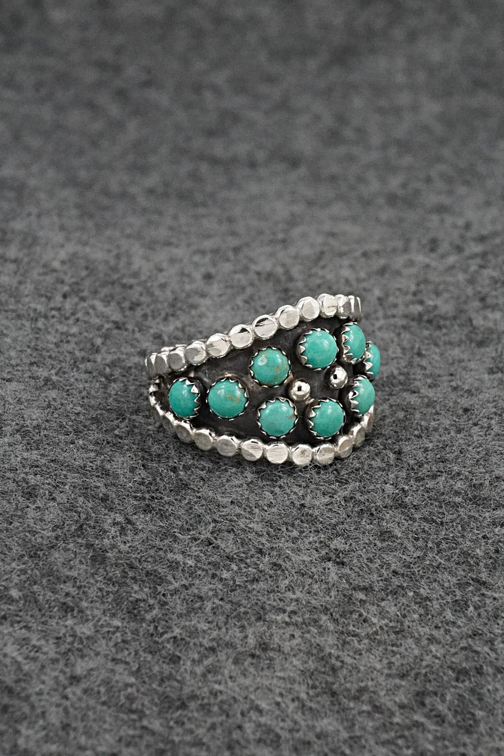 Turquoise & Sterling Silver Ring - Kenny Lonjose - Size 9