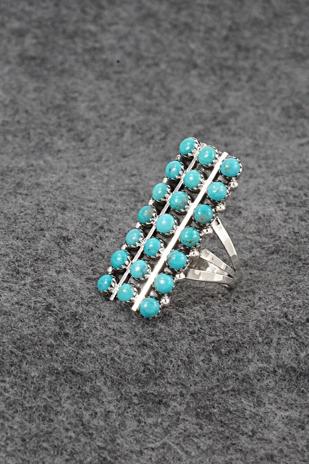 Turquoise & Sterling Silver Ring - Kenny Lonjose - Size 9.75