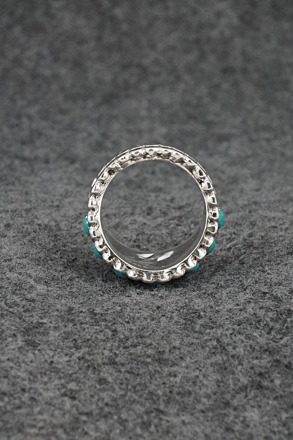 Turquoise & Sterling Silver Ring - Kenny Lonjose - Size 8.5