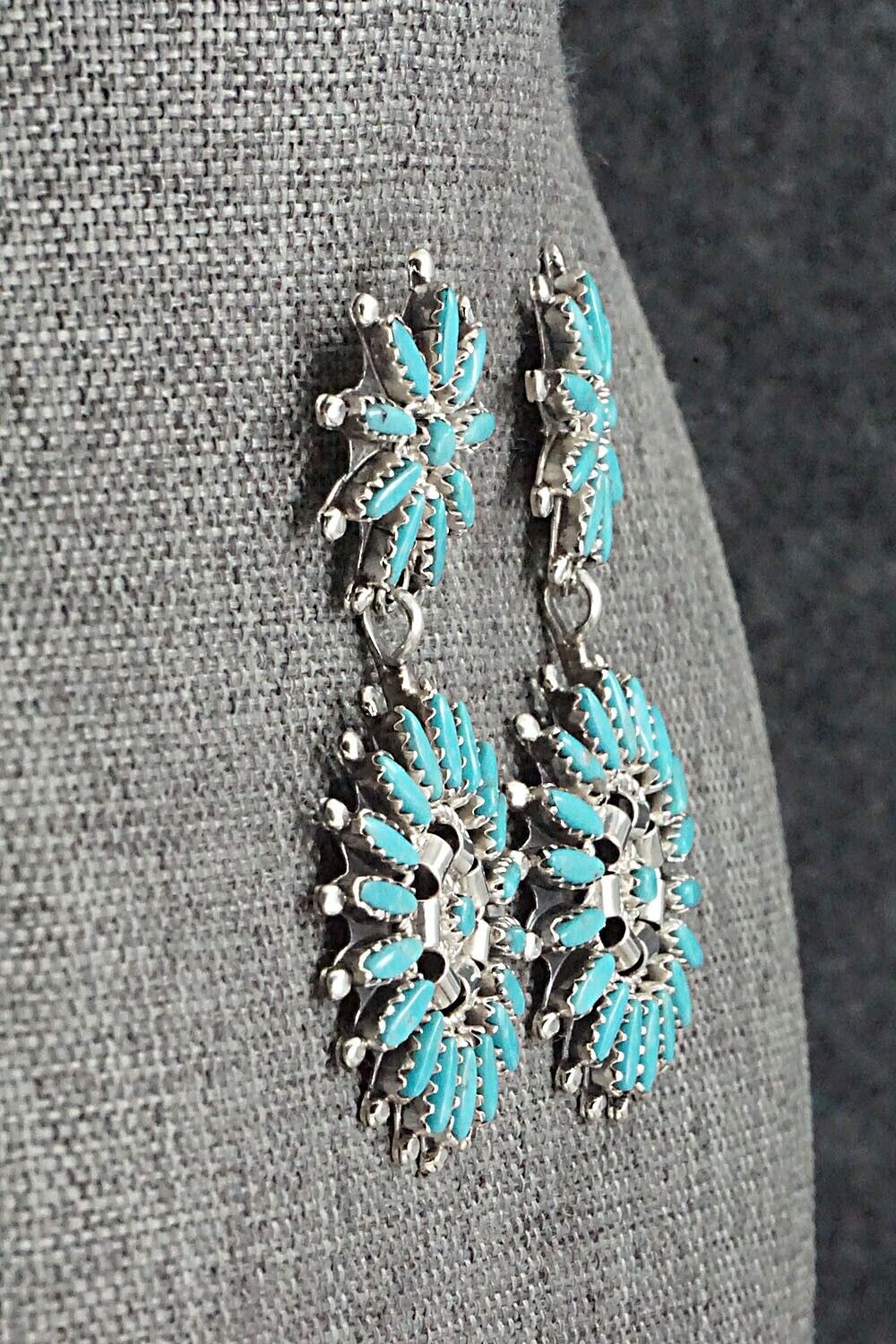 Turquoise & Sterling Silver Earrings - Nathaniel Nez