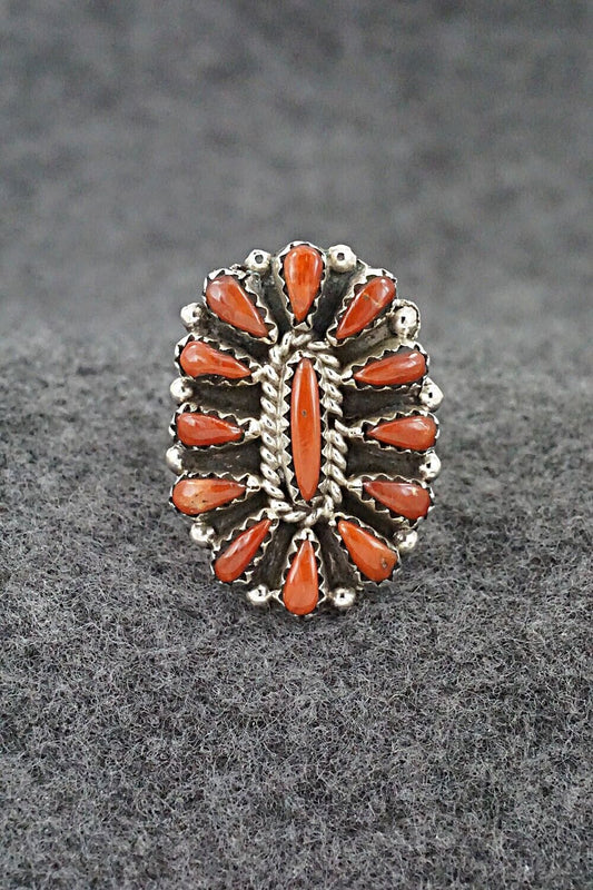 Coral & Sterling Silver Ring - George Gasper - Size 7