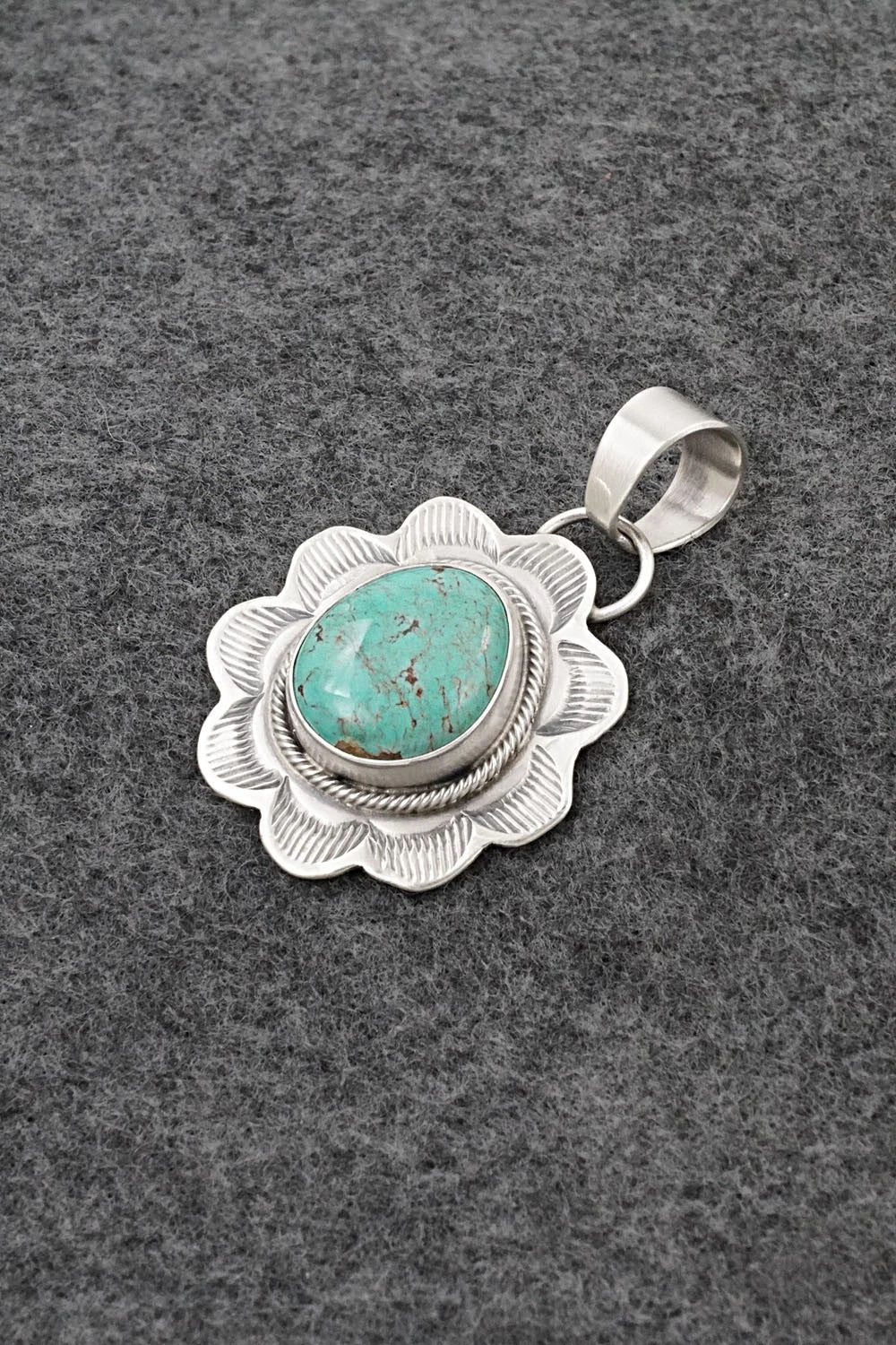 Turquoise & Sterling Silver Pendant - Cordell Platero