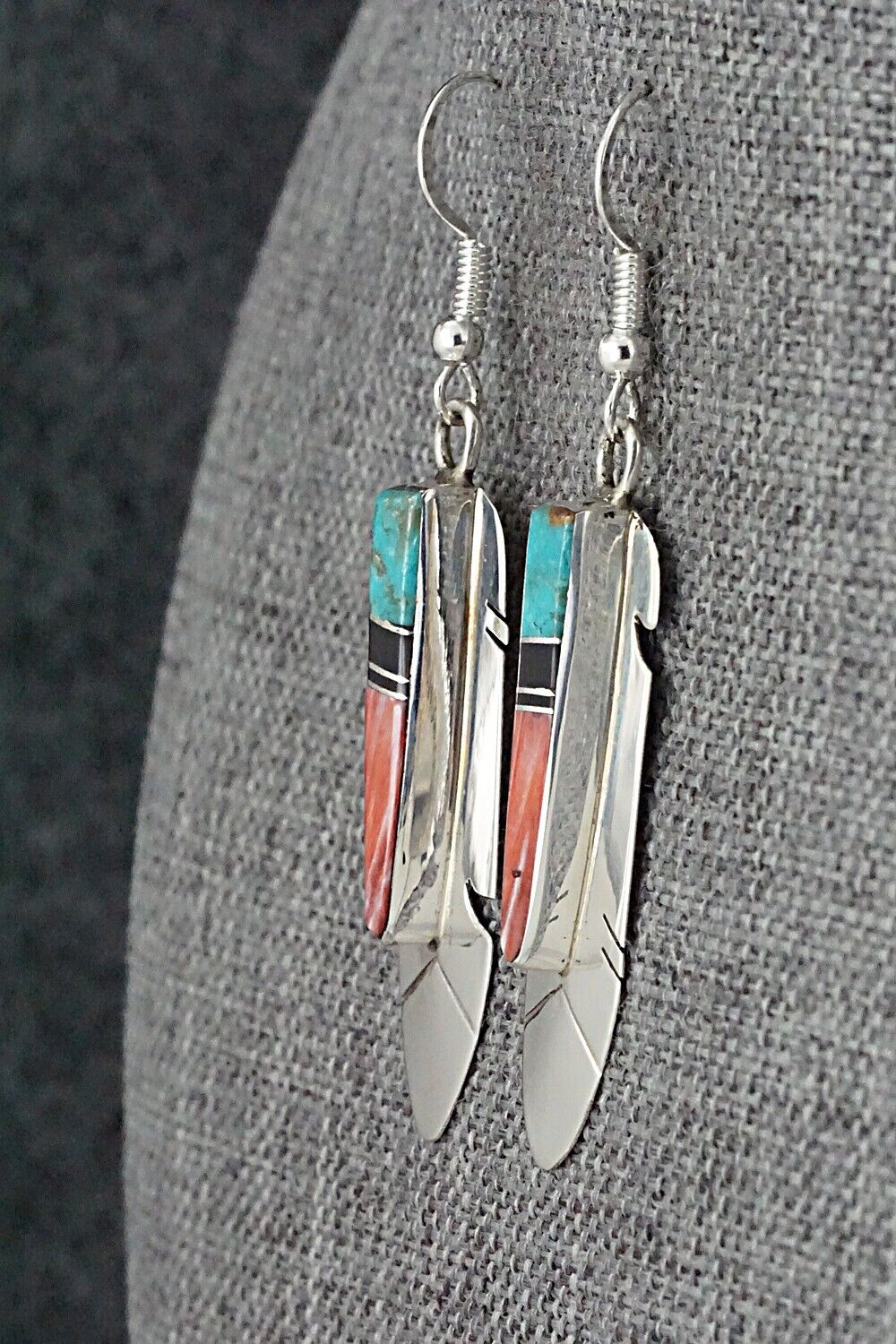Multi-Stone & Sterling Silver Inlay Earrings - Marilyn Yazzie