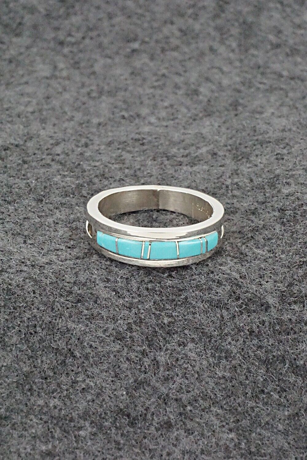 Turquoise & Sterling Silver Inlay Ring - Wilbert Muskett Jr. - Size 11