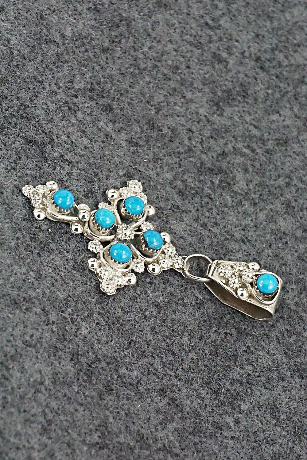 Turquoise and Sterling Silver Pendant - Verdie Booqua