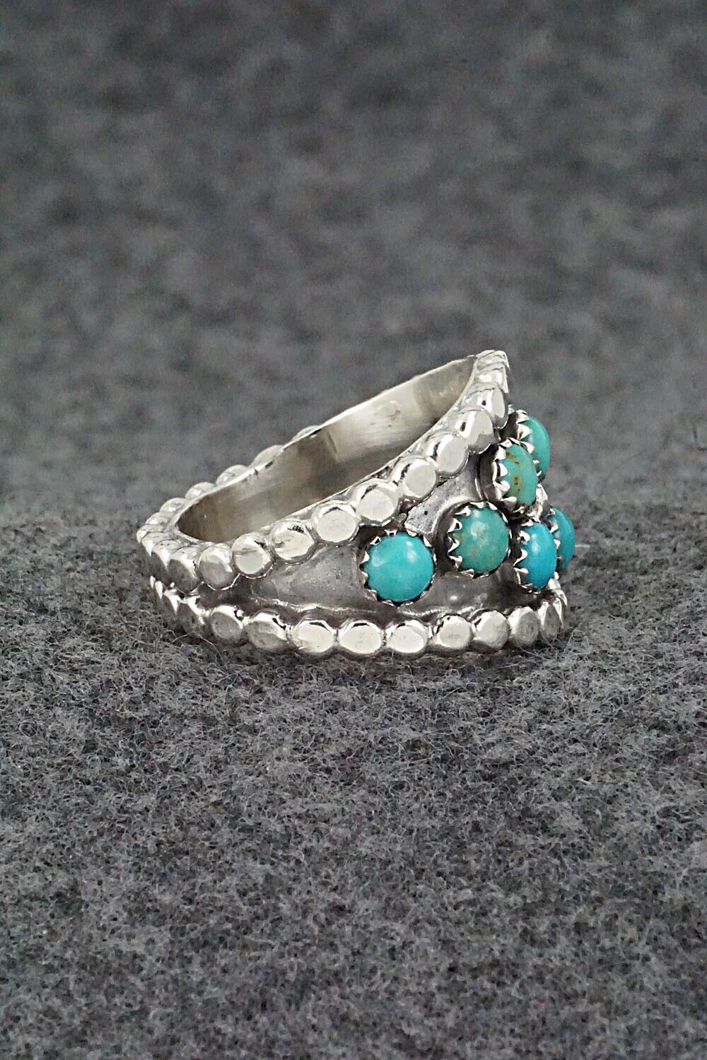 Turquoise & Sterling Silver Ring - Kenny Lonjose - Size 9