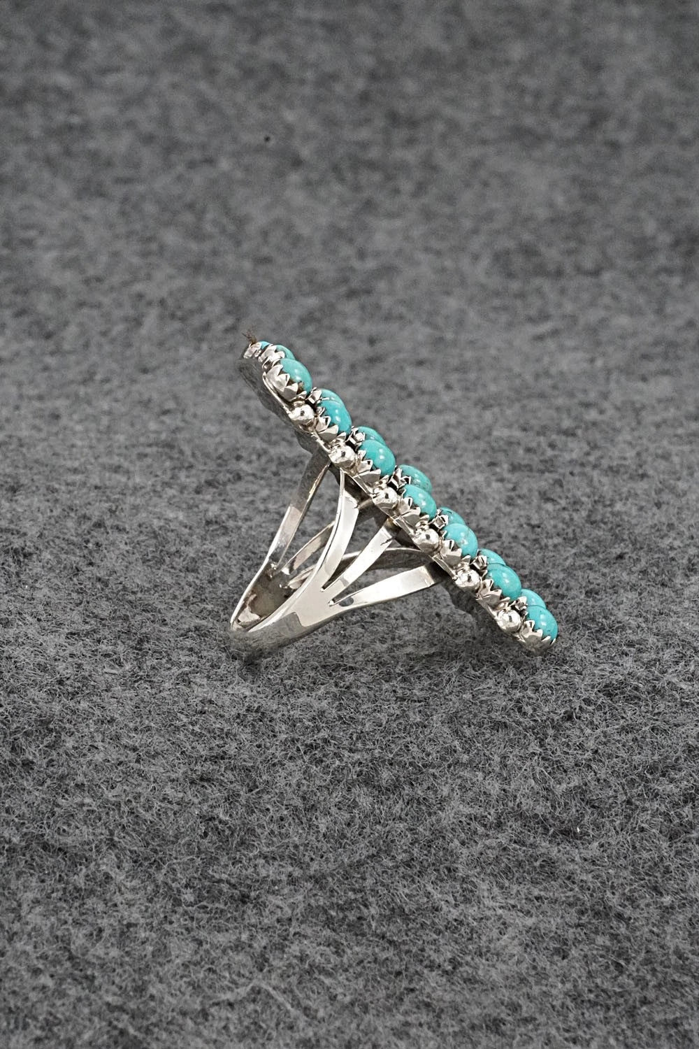 Turquoise & Sterling Silver Ring - Kenny Lonjose - Size 6.75