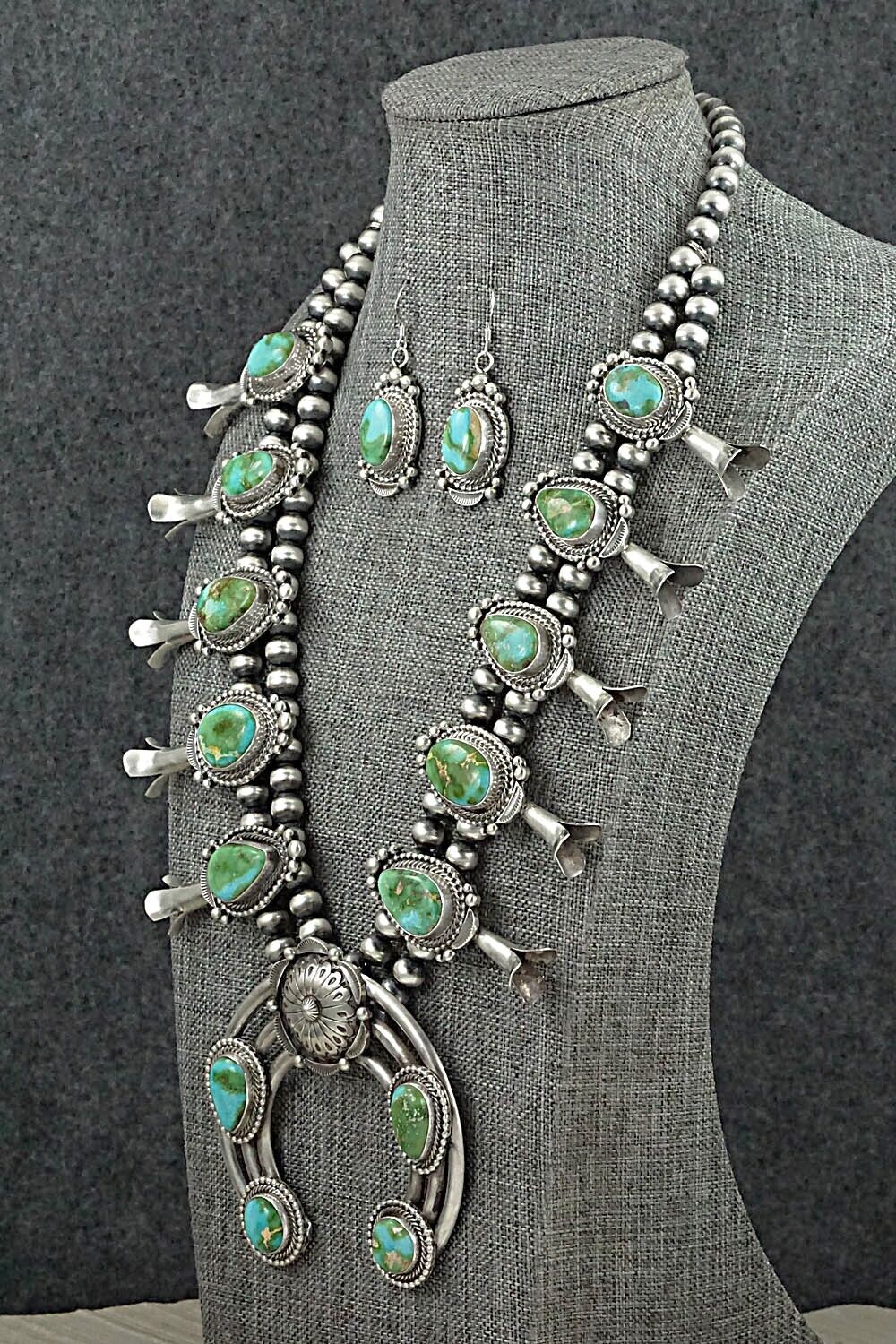 Turquoise & Sterling Silver Squash Blossom Set - Tom Lewis