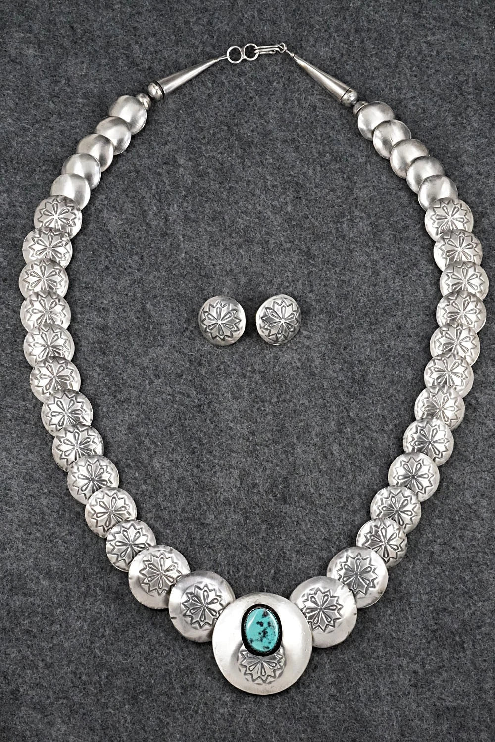 Turquoise & Sterling Silver Necklace and Earrings Set - Tim Thompson