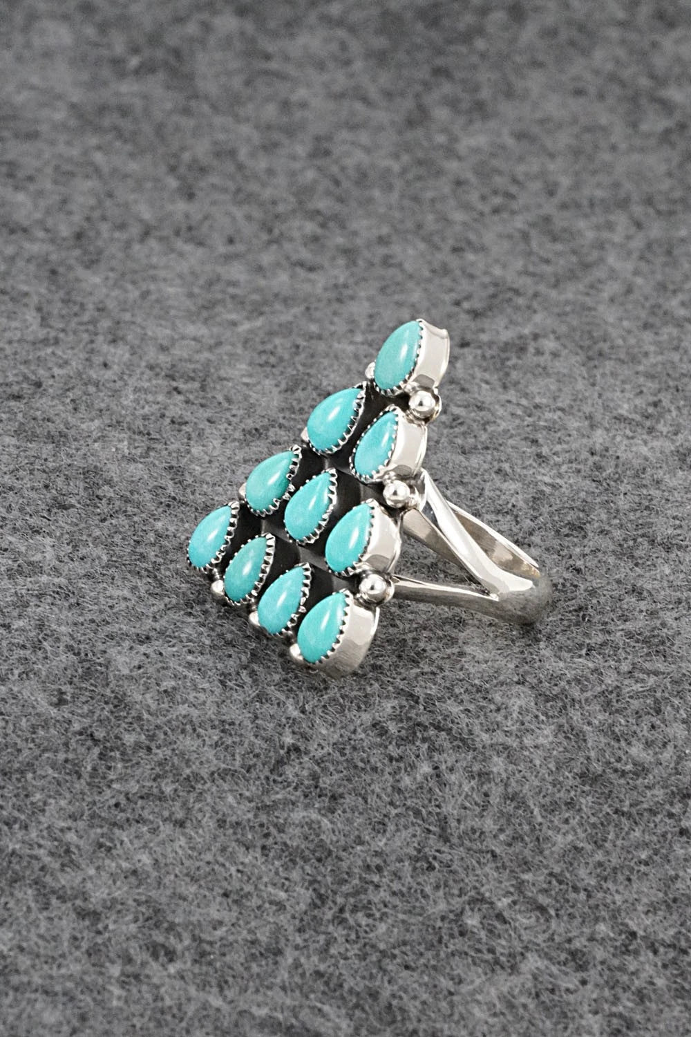 Turquoise & Sterling Silver Ring - Loretta Delgarito - Size 7.5