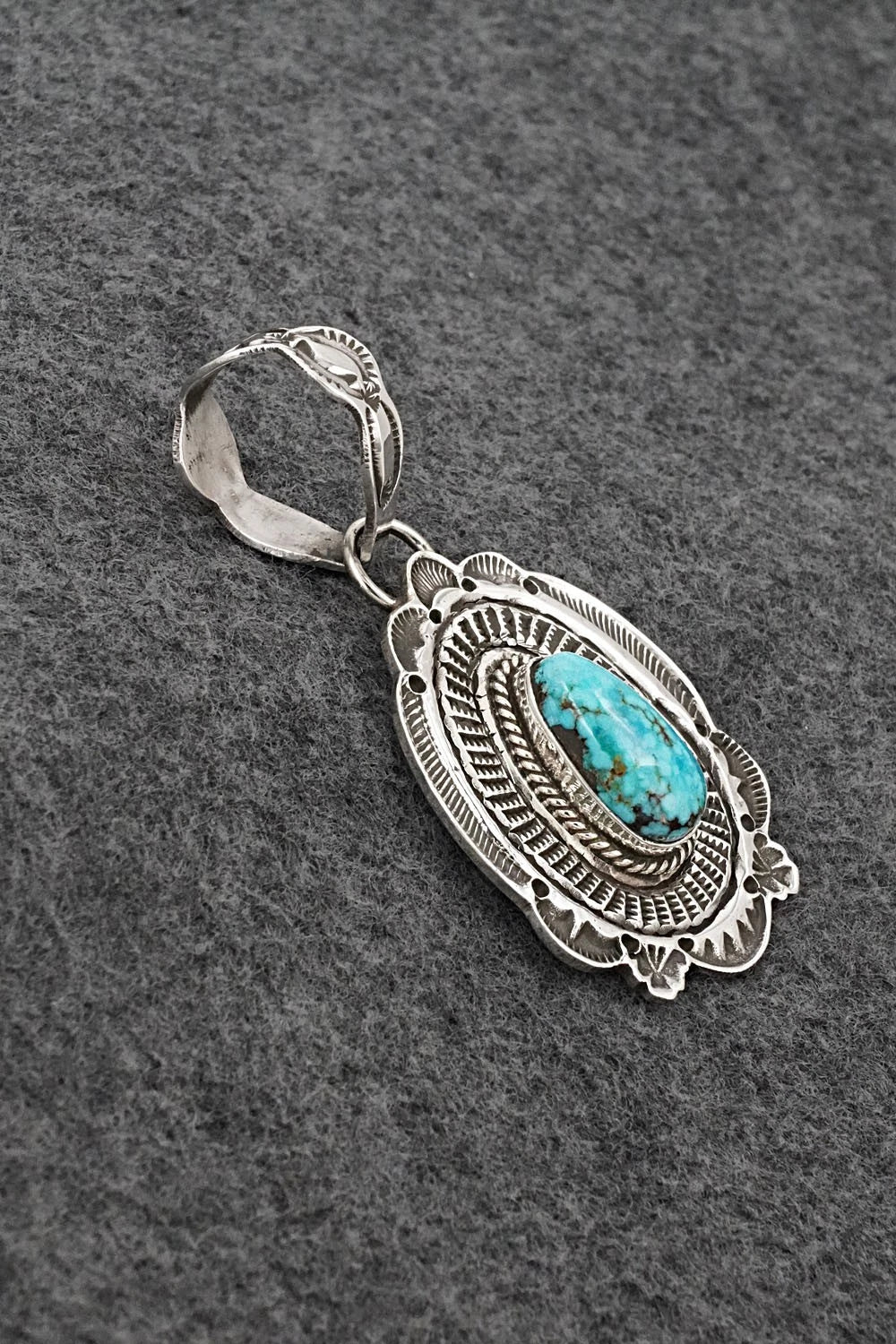 Turquoise & Sterling Silver Pendant - Leonard Maloney