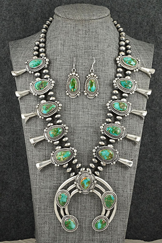 Turquoise & Sterling Silver Squash Blossom Set - Tom Lewis