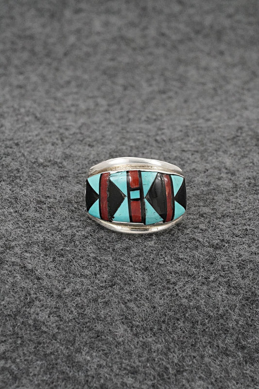 Multi-Stone & Sterling Silver Inlay Ring - Ola Eriacho - Size 7.5