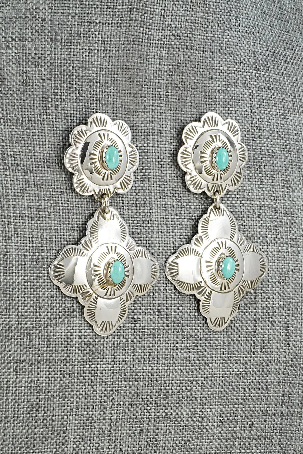 Turquoise & Sterling Silver Earrings - Bertha Begay