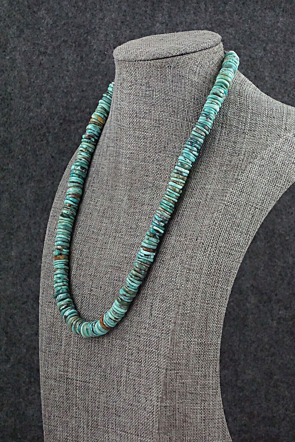 Turquoise & Sterling Silver Necklace 18" - Doreen Jake
