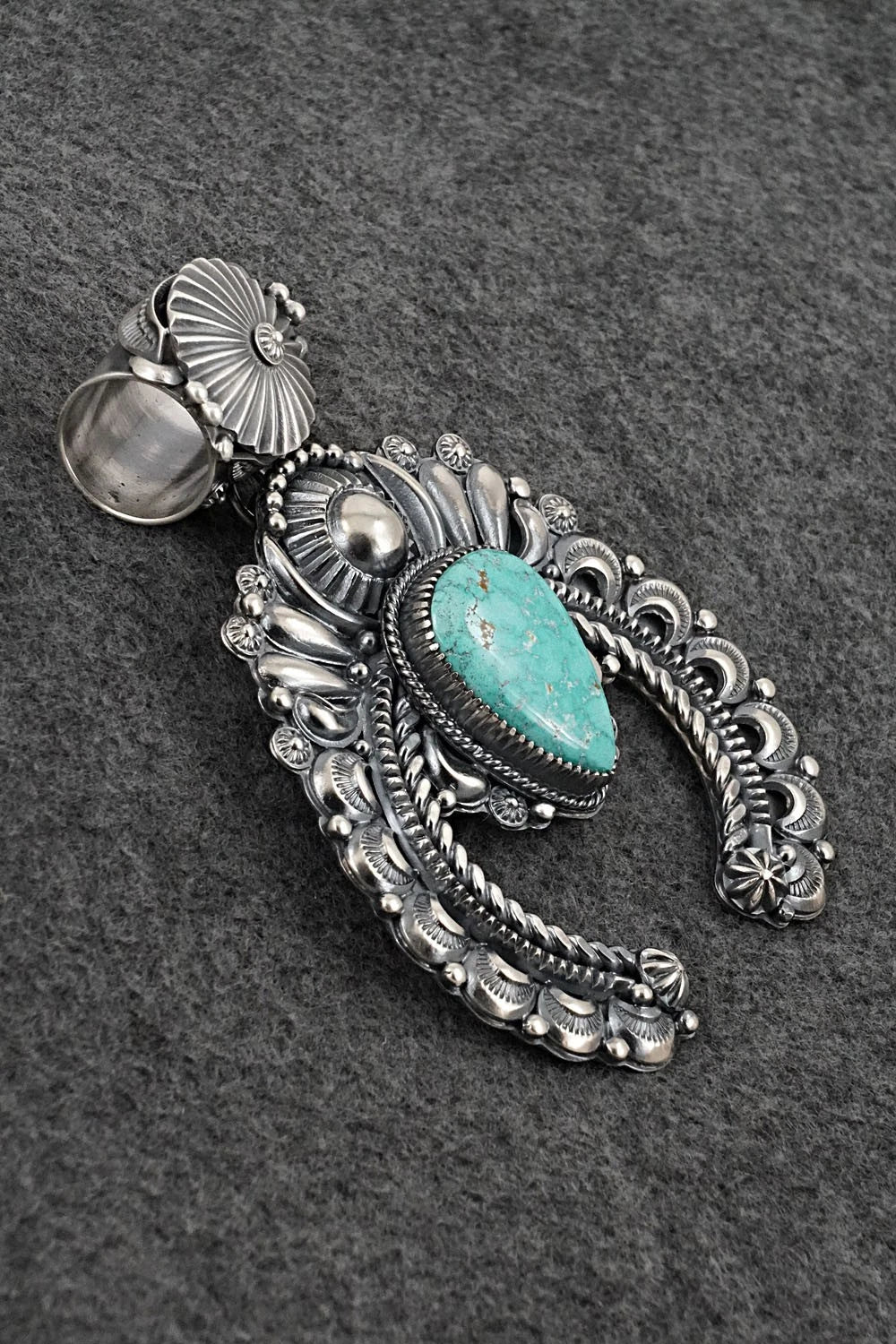 Turquoise & Sterling Silver Naja Pendant - Delbert Gordon