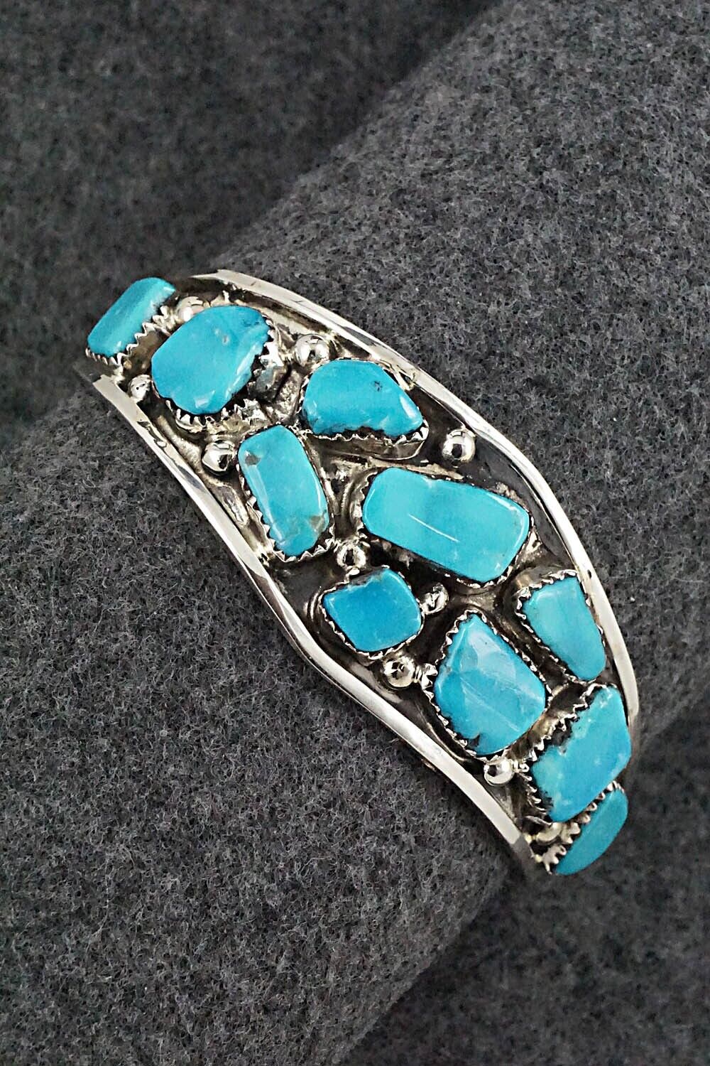 Turquoise & Sterling Silver Bracelet - Vangie Tsabetsaye