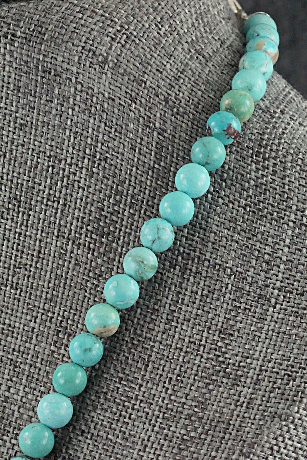 Turquoise & Sterling Silver Necklace 24" - Doreen Jake